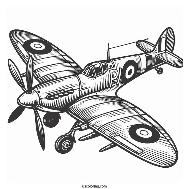 Coloring Page Of Spitfire Plane