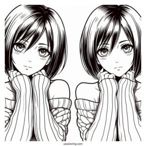 Mikasa Ackerman From Attack On Titan Coloring Sheet