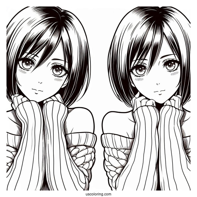 Mikasa Ackerman From Attack On Titan Coloring Sheet