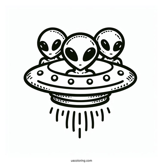 Easy Outline Of Two Aliens In UFO To Color