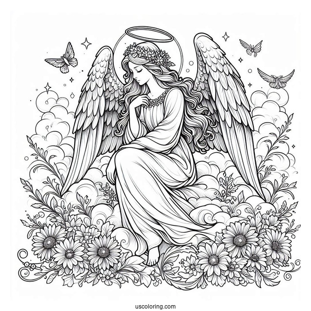 Realistic Looking Divine Angel To Color