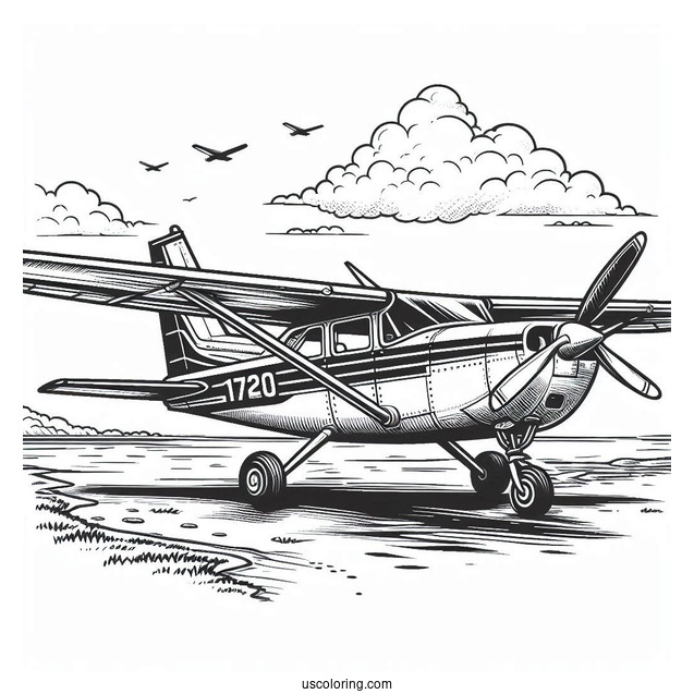 Coloring Page Of Cessna 172 Plane