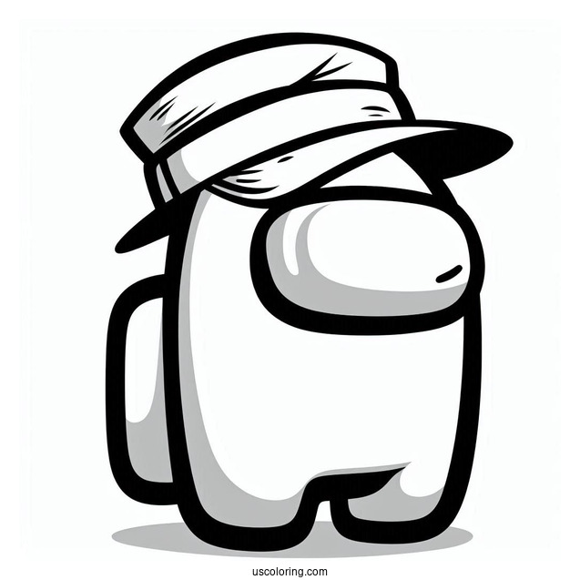 Coloring Page of Among Us Imposter With Hat