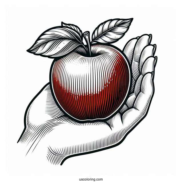 Hand Holding A Red Delicious For Coloring