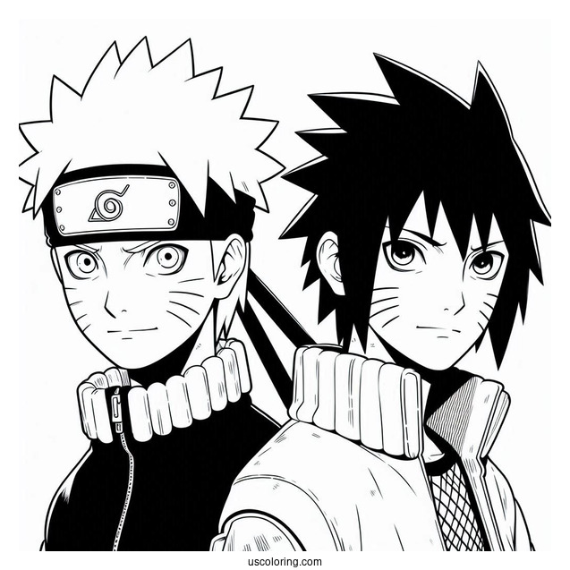Naruto And Sasuke Coloring Sheet