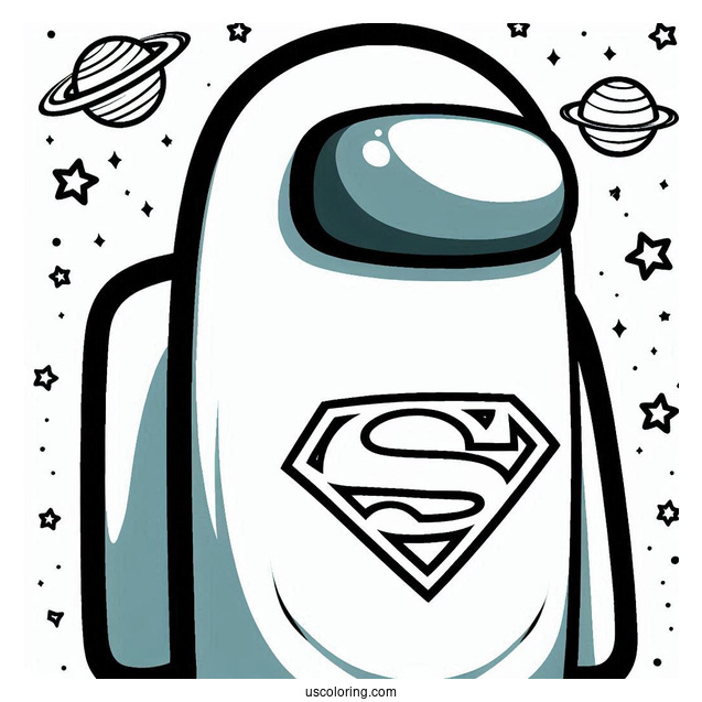 Among Us Superman Skin Coloring In