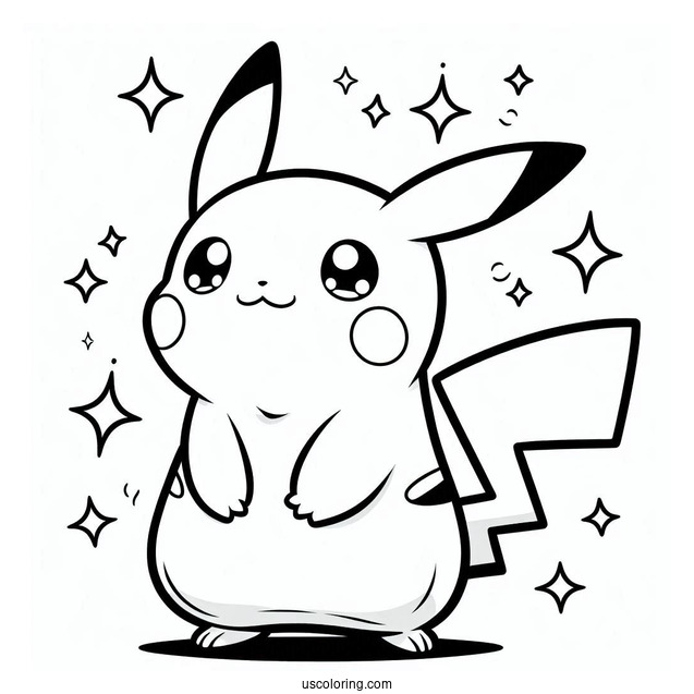Cute Pikachu Coloring Page For Preschoolers