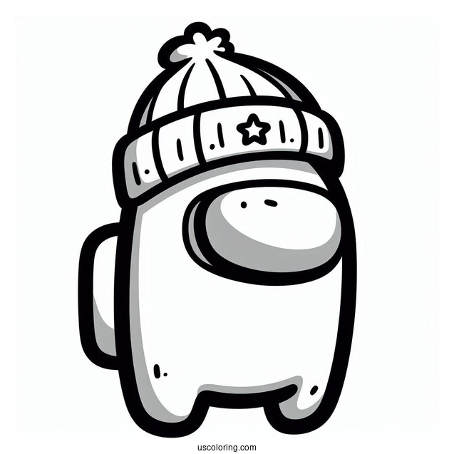 Among Us Crewmate With Beanie Coloring Sheet