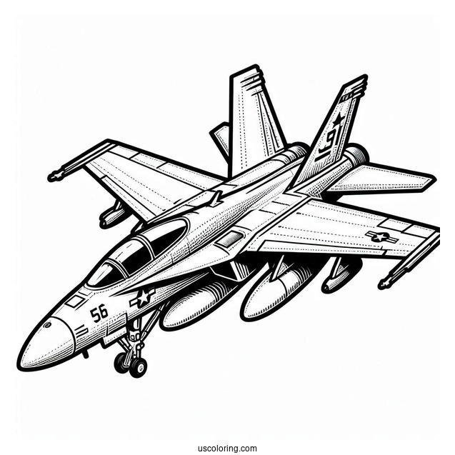 F18 US Army Jet Coloring Sheet