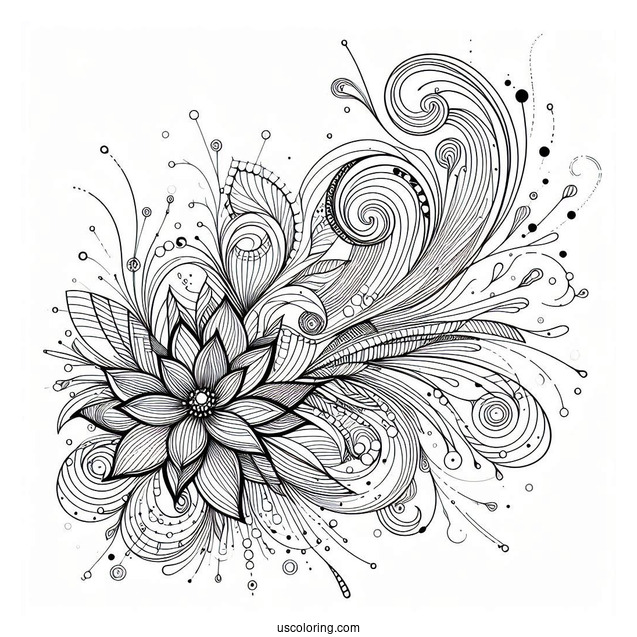 Bursts Of Water Abstract Coloring Page