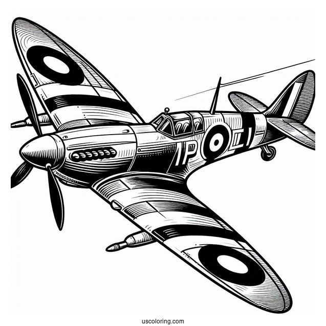 Coloring Page Of Spitfire Plane