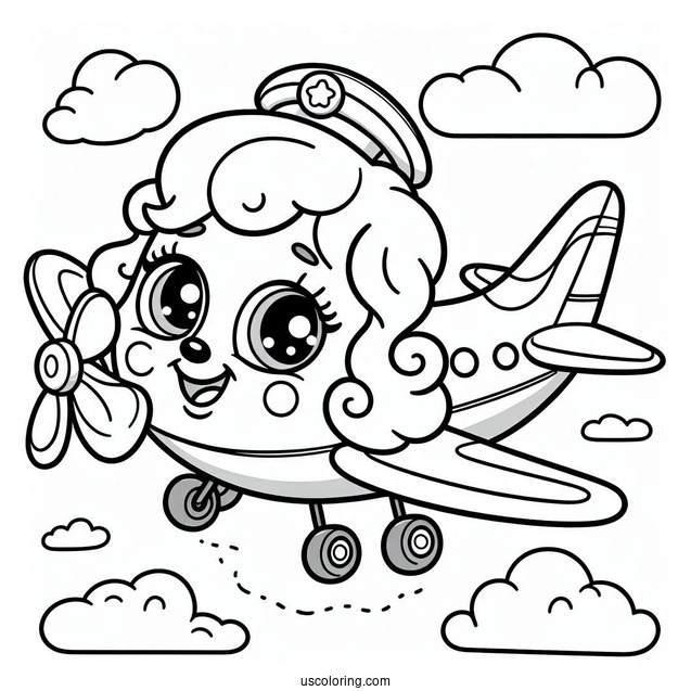 Smiling Cartoon Plane To Color For Kids