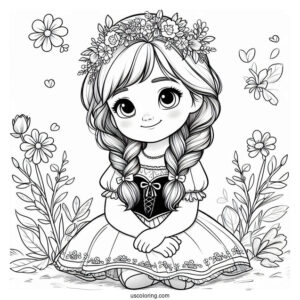 Cute Anna In Summer Clothes Coloring Page For Kids