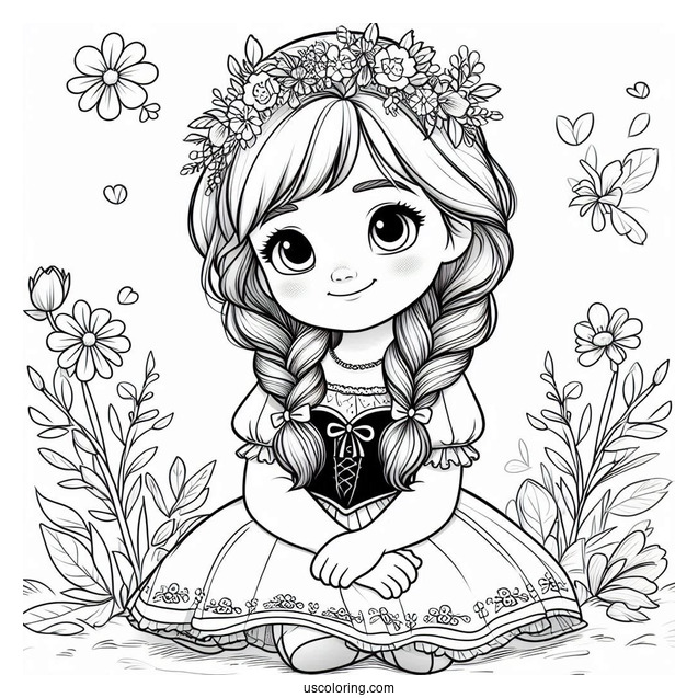 Cute Anna In Summer Clothes Coloring Page For Kids