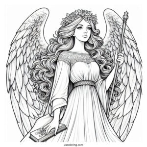 Realistic Looking Divine Angel To Color