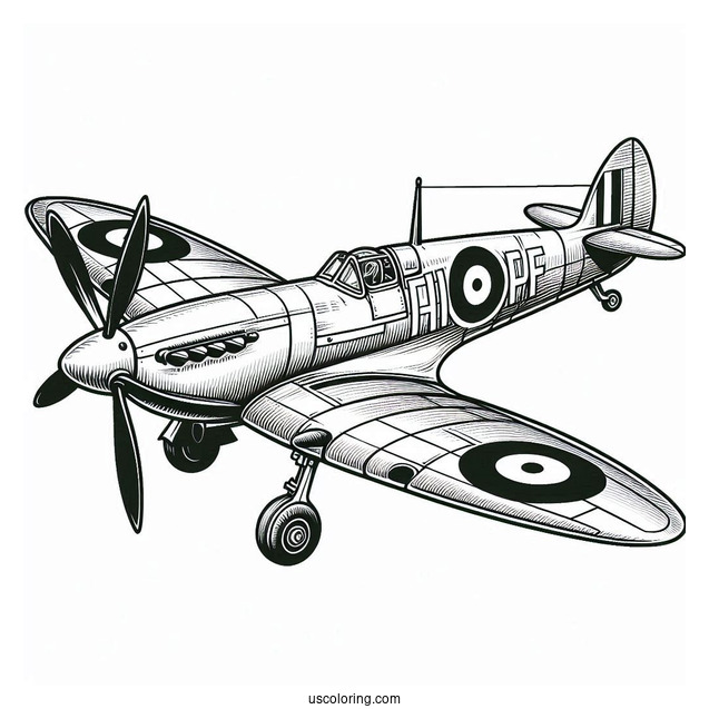 Coloring Page Of Spitfire Plane