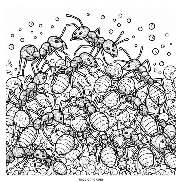 Detailed Ant Coloring Page Of Colony