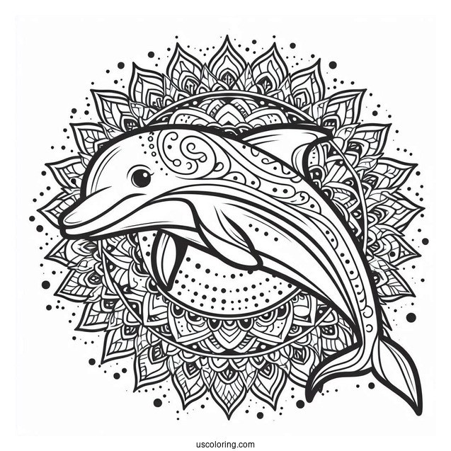 Dolphin Animal Mandala Coloring Page