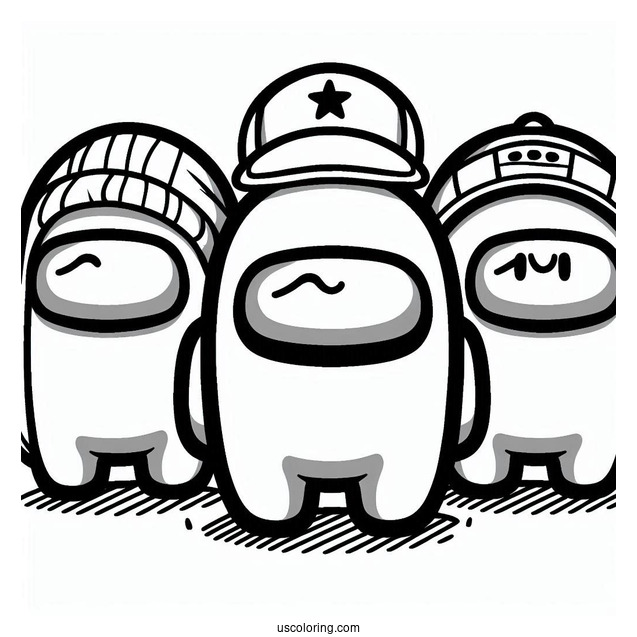 Among Us Cewmates With Different Hats for Preschoolers