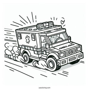 Lego Ambulance Coloring Page Speeding On The Road