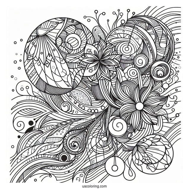 Simple Action Abstract Coloring Page