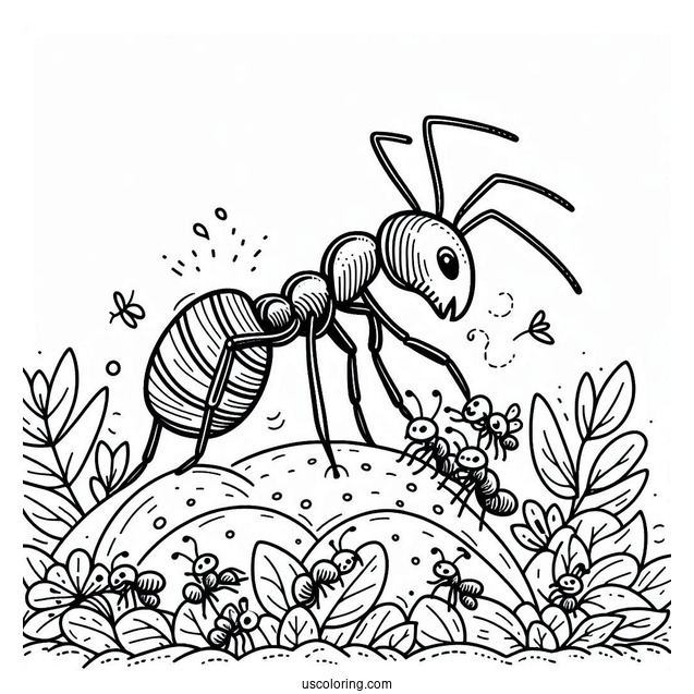 Ant Coloring Page Creating A Hill