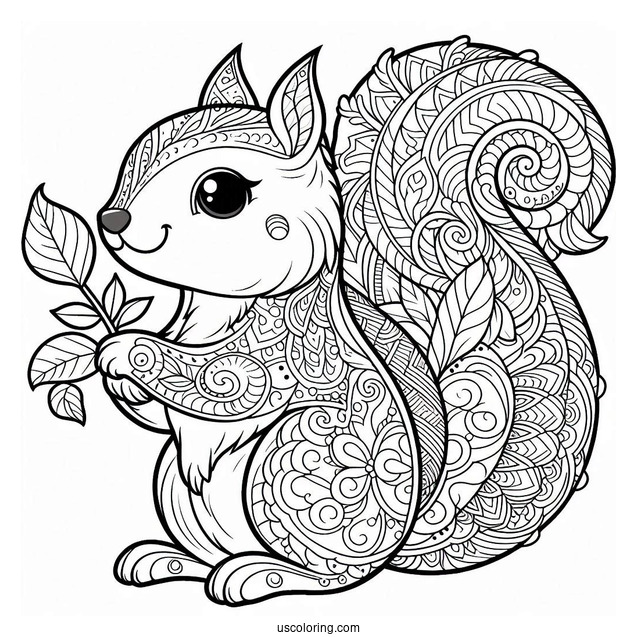 Adorable Squirrel Animal Mandala Coloring Page