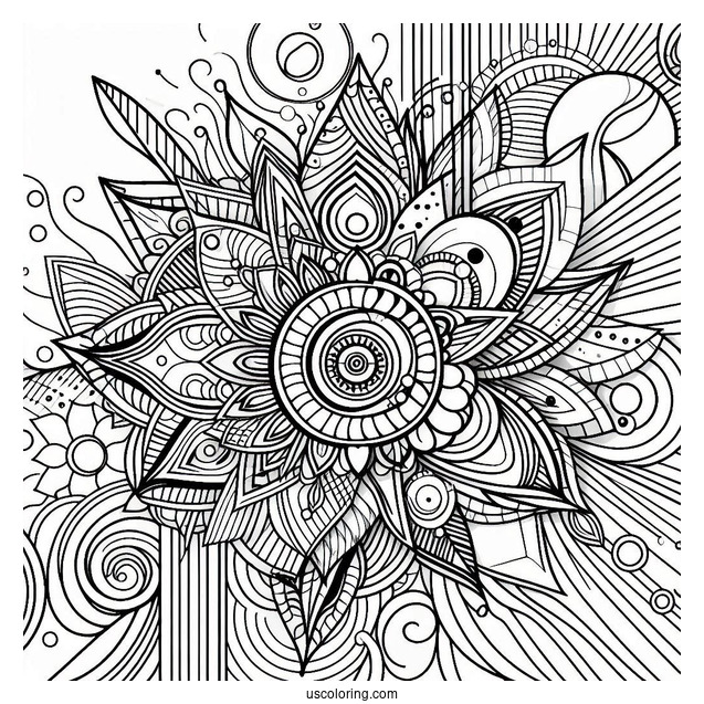 Abstract Coloring Page Portrait
