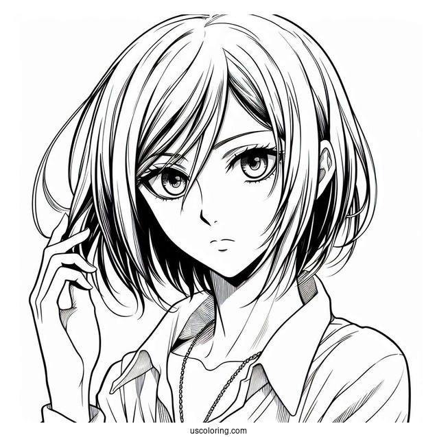 Mikasa Ackerman From Attack On Titan Coloring Sheet