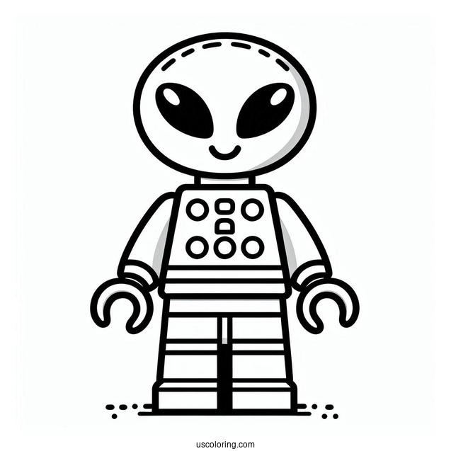 Easy Lego Alien Coloring Page For Kids