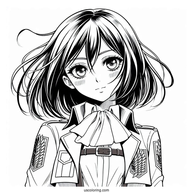 Mikasa Ackerman From Attack On Titan Coloring Sheet
