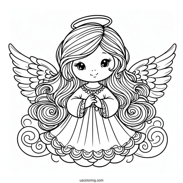 Easy Outline Of An Adorable Angel To Color