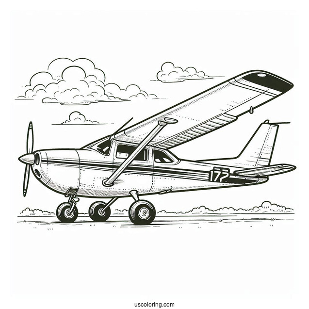 Coloring Page Of Cessna 172 Plane