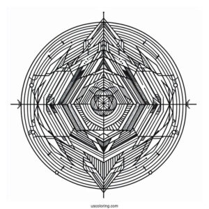 Geometric Abstract Coloring Page Art With Stripes