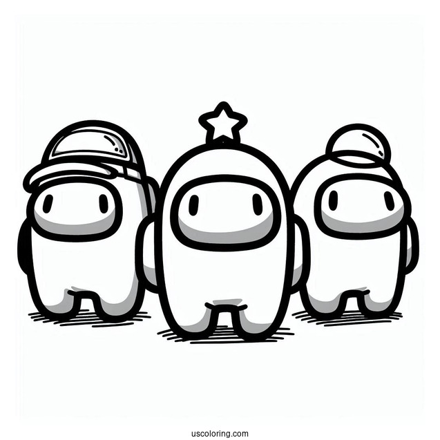 Among Us Cewmates With Different Hats for Preschoolers