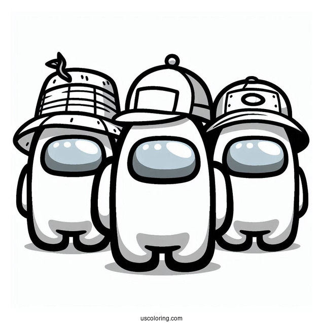Among Us Cewmates With Different Hats for Preschoolers