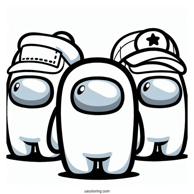 Among Us Cewmates With Different Hats for Preschoolers