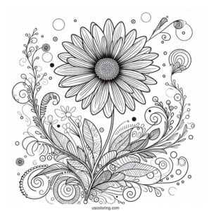 Beautiful Daisy Abstract Coloring Page