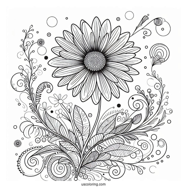 Beautiful Daisy Abstract Coloring Page