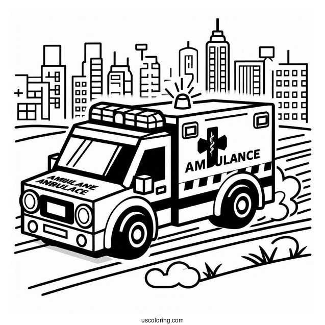 Lego Ambulance Coloring Page Speeding On The Road