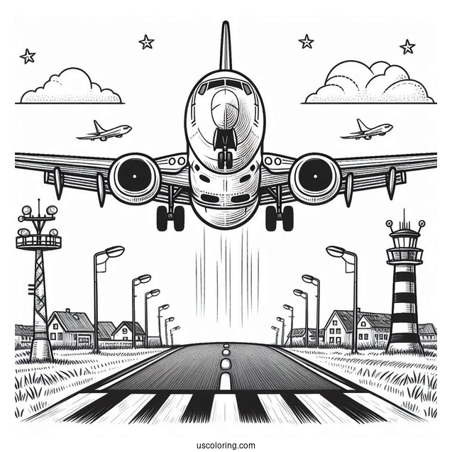 Boeing 737 Coming In For Landing Coloring Page
