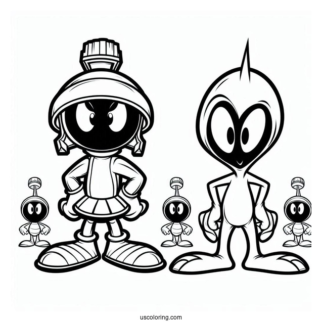 Marvin the Martian Looney Tunes Alien Coloring Page