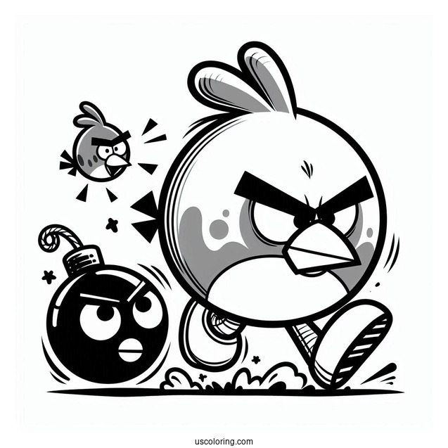 Red, Chuck, And Bomb Coloring Page