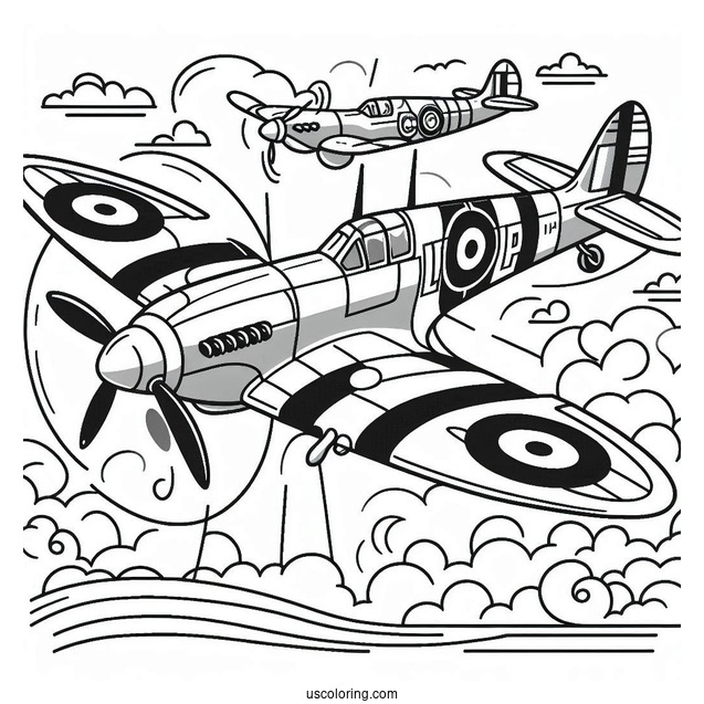 Coloring Page Of Spitfire Plane