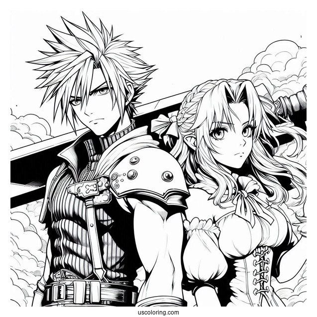 Cloud Strife And Zack Fair Coloring Sheet