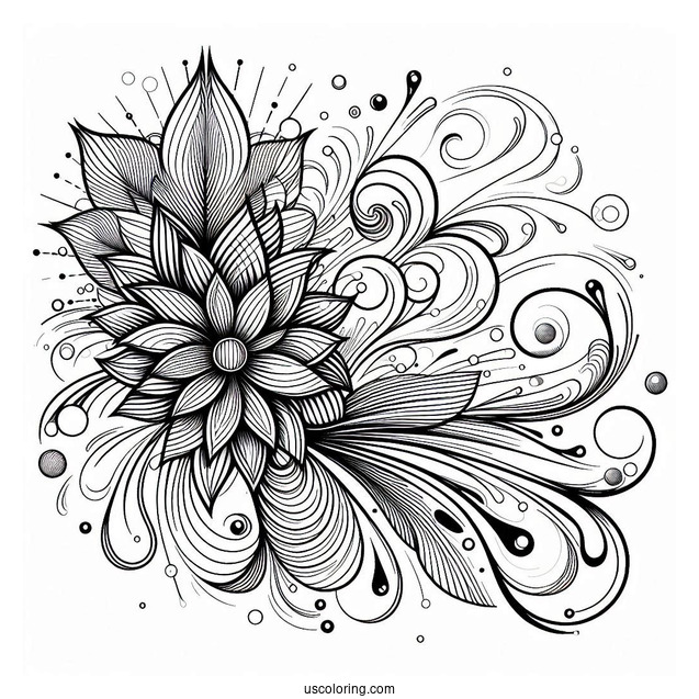 Bursts Of Water Abstract Coloring Page