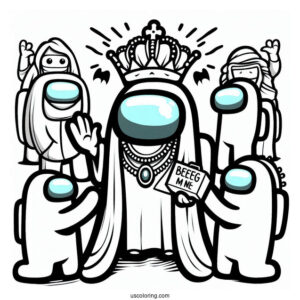 Among Us Queen With Begging Crewmates