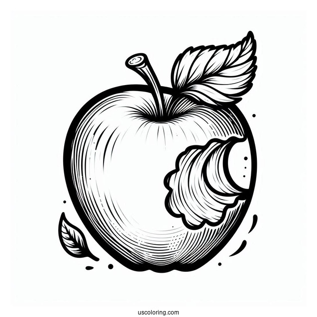 Bite Taken Out Of Apple Coloring Sheet
