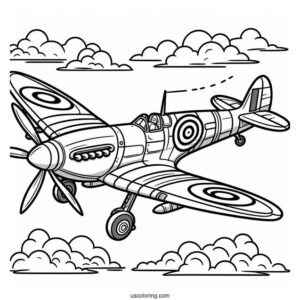 Spitfire Plane Coloring Page For Kids