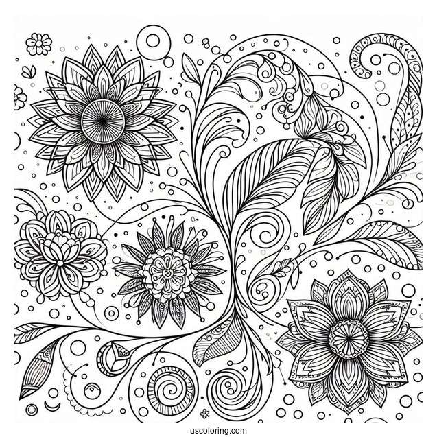 Floral Abstract Coloring Page